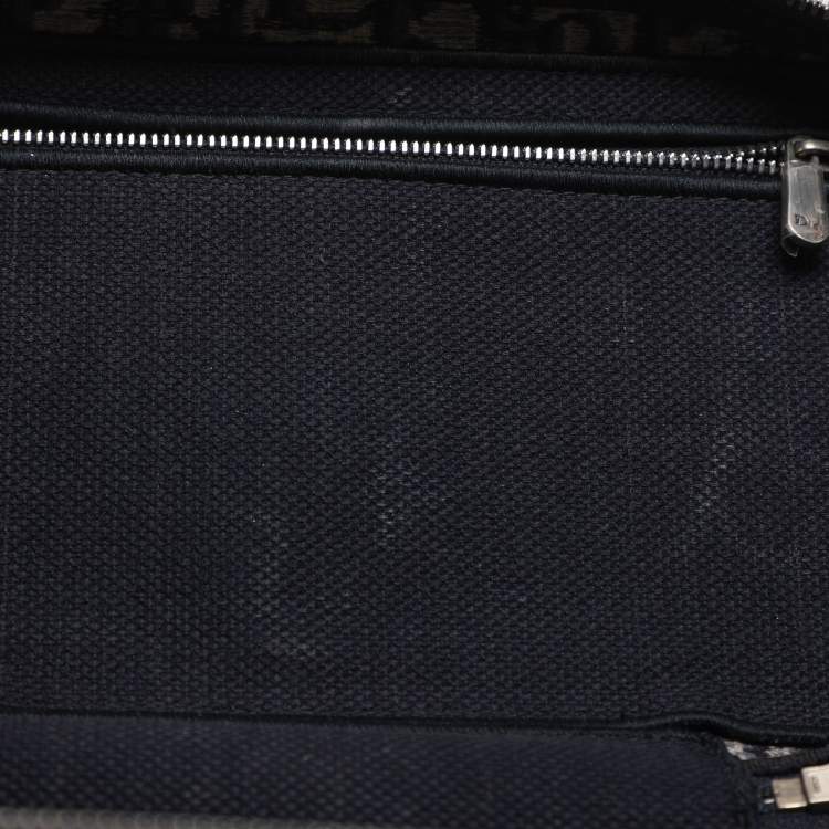 Pre Owned Dior Blue Oblique Canvas Travel Vanity Case Top Handle Bag
