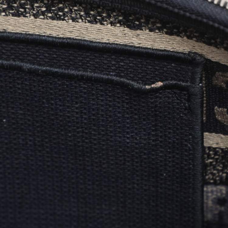 Pre Owned Dior Blue Oblique Canvas Travel Vanity Case Top Handle Bag