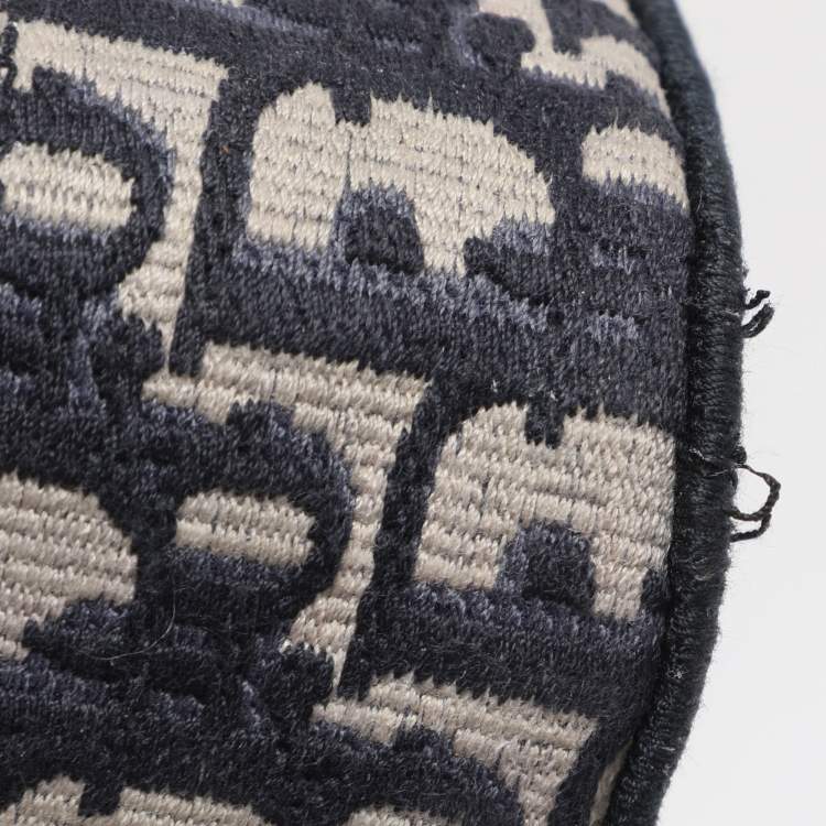 Pre Owned Dior Blue Oblique Canvas Travel Vanity Case Top Handle Bag