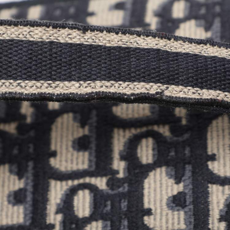 Pre Owned Dior Blue Oblique Canvas Travel Vanity Case Top Handle Bag