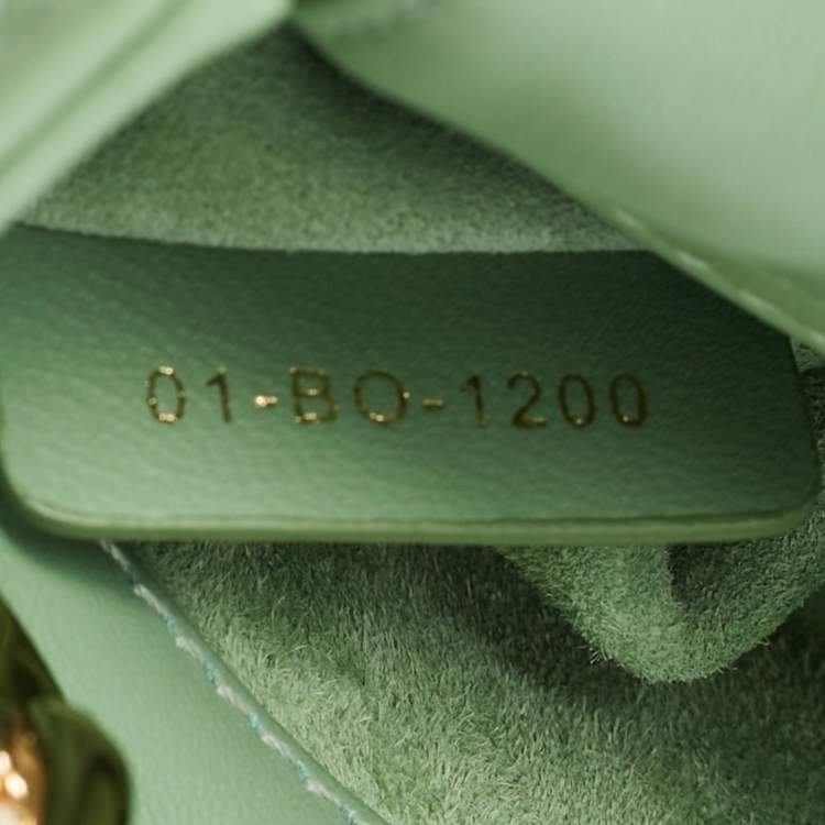 Pre Owned Dior Green Cannage Leather Micro Lady Dior Tote