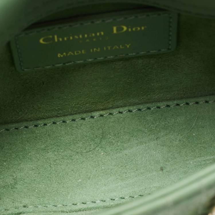 Pre Owned Dior Green Cannage Leather Micro Lady Dior Tote