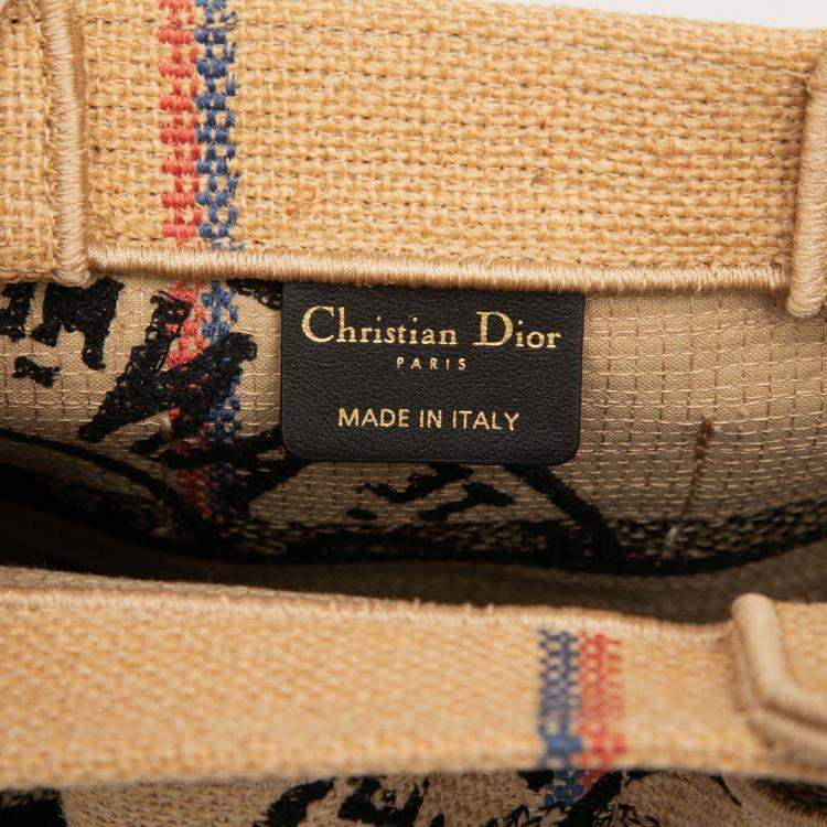 Pre Owned Dior Beige Small Jute Catherine Tote