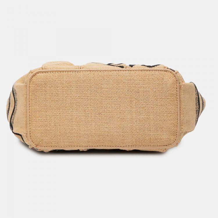 Pre Owned Dior Beige Small Jute Catherine Tote