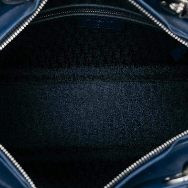 Pre Owned Dior Blue Large Lambskin Cannage Lady Dior