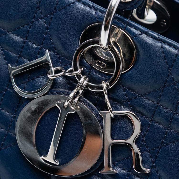 Pre Owned Dior Blue Large Lambskin Cannage Lady Dior