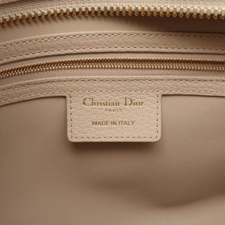 Pre Owned Christian Dior Dior Lady D-Sire Large Handbag Leather Beige