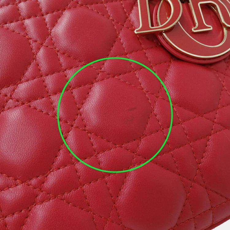 Pre Owned Christian Dior Dior Lady Small Leather Handbag Pink And Red