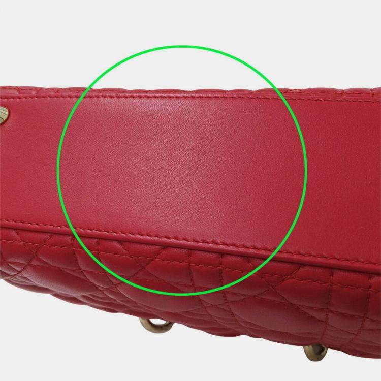 Pre Owned Christian Dior Dior Lady Small Leather Handbag Pink And Red