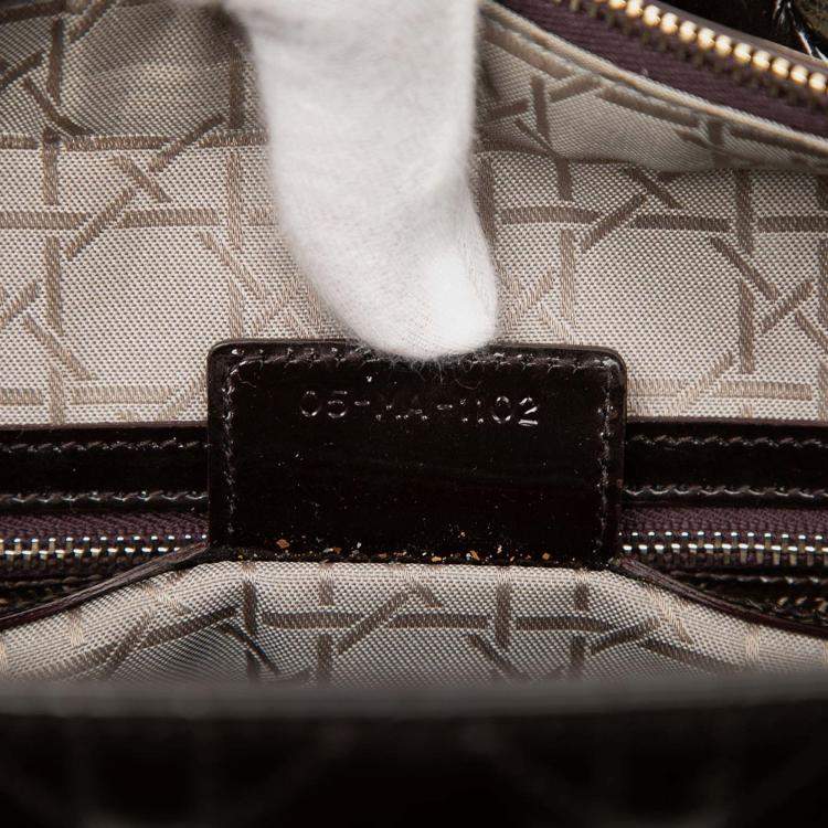 Pre Owned Dior Brown Large Patent Cannage Lady Dior