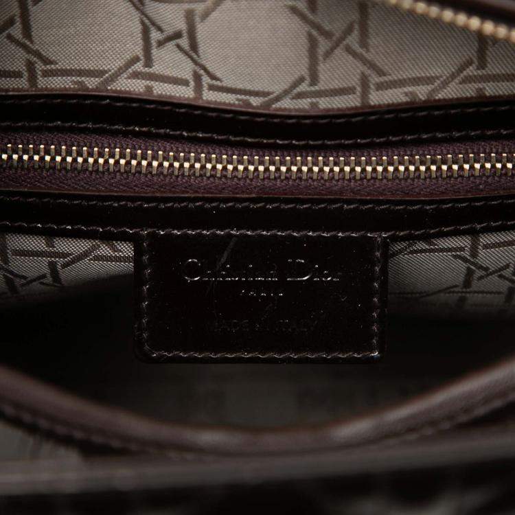 Pre Owned Dior Brown Large Patent Cannage Lady Dior
