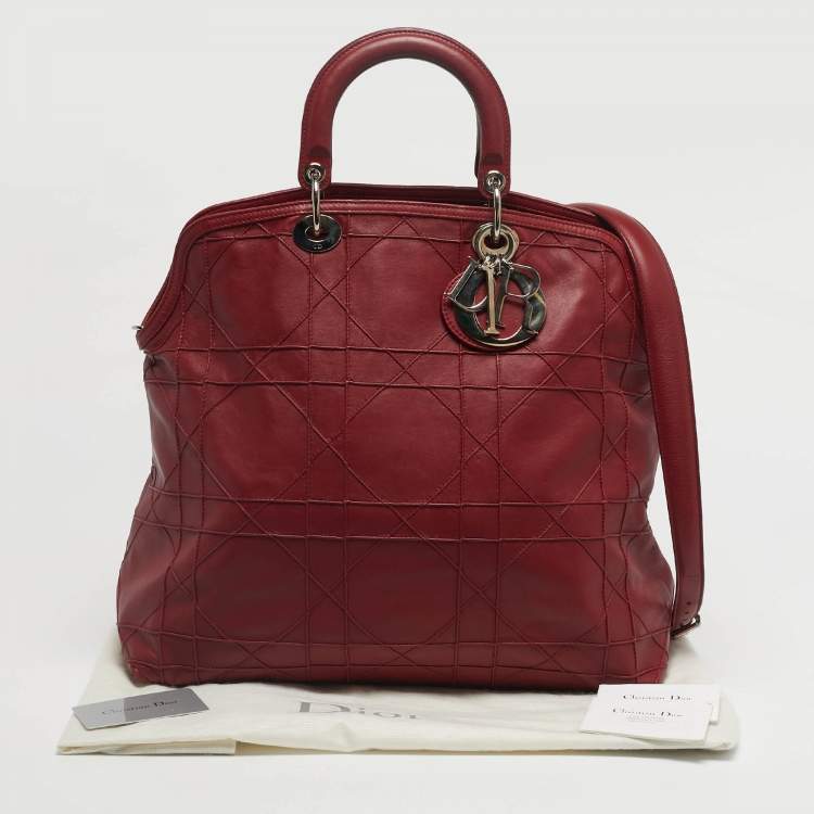 Pre Owned Dior Red Cannage Leather Granville Tote
