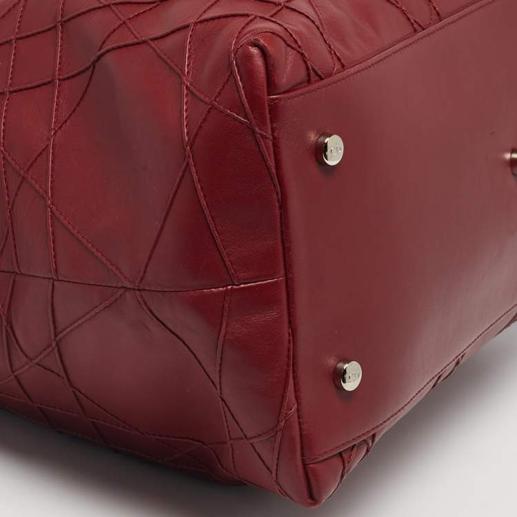 Pre Owned Dior Red Cannage Leather Granville Tote