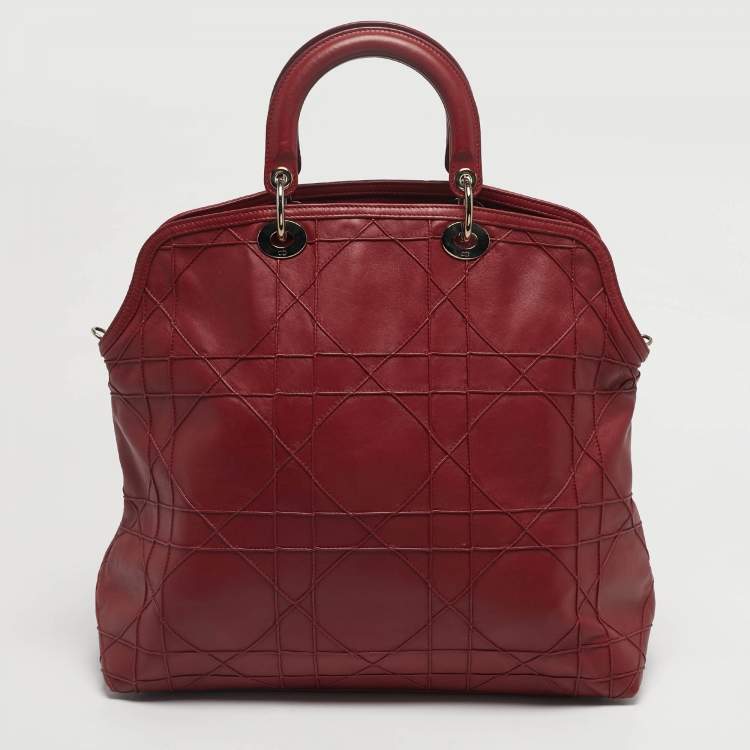 Pre Owned Dior Red Cannage Leather Granville Tote