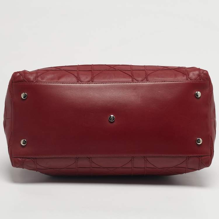 Pre Owned Dior Red Cannage Leather Granville Tote