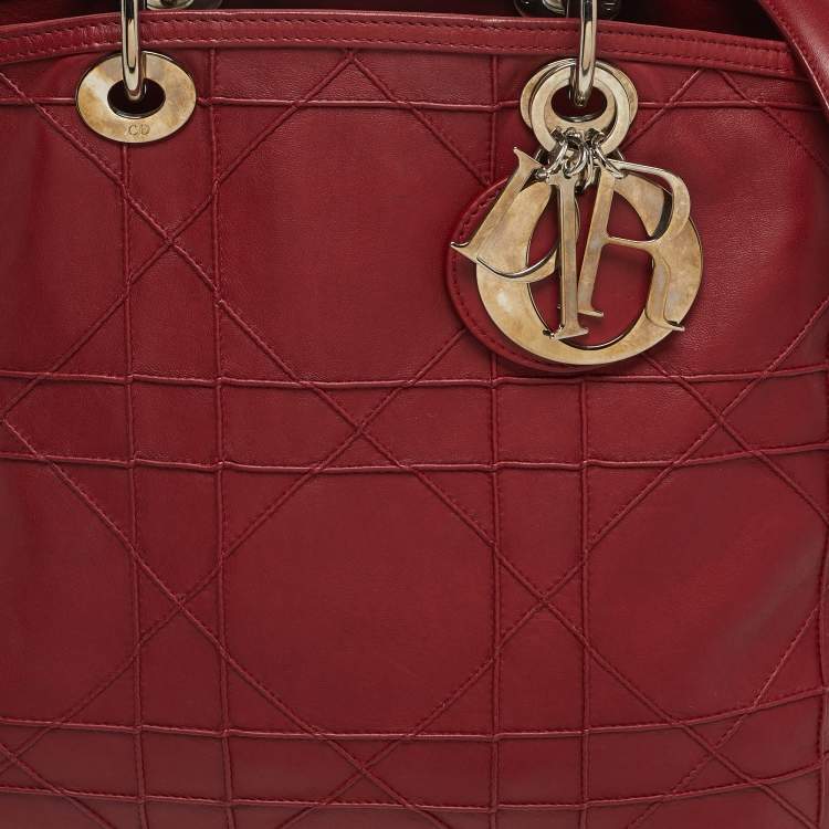 Pre Owned Dior Red Cannage Leather Granville Tote