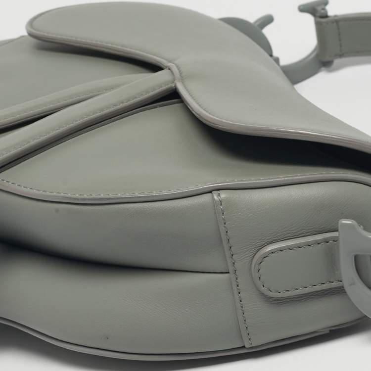Pre Owned Dior Grey Leather Saddle Bag
