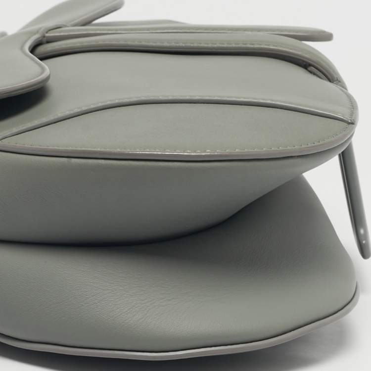 Pre Owned Dior Grey Leather Saddle Bag