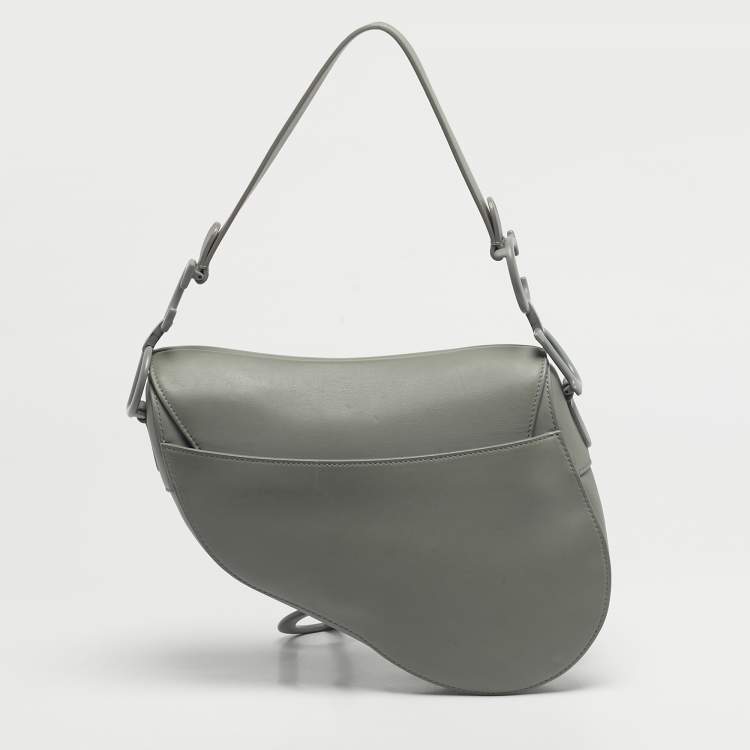 Pre Owned Dior Grey Leather Saddle Bag