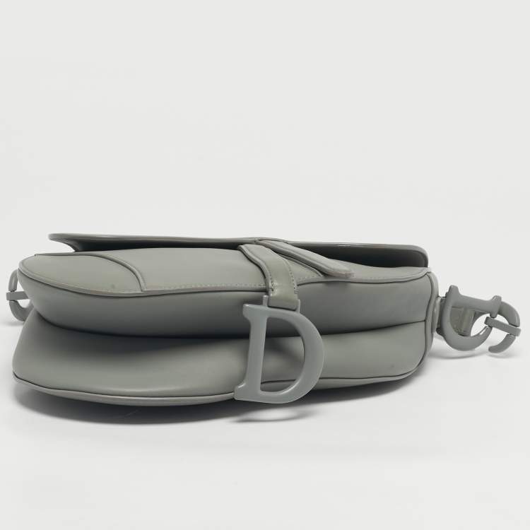Pre Owned Dior Grey Leather Saddle Bag