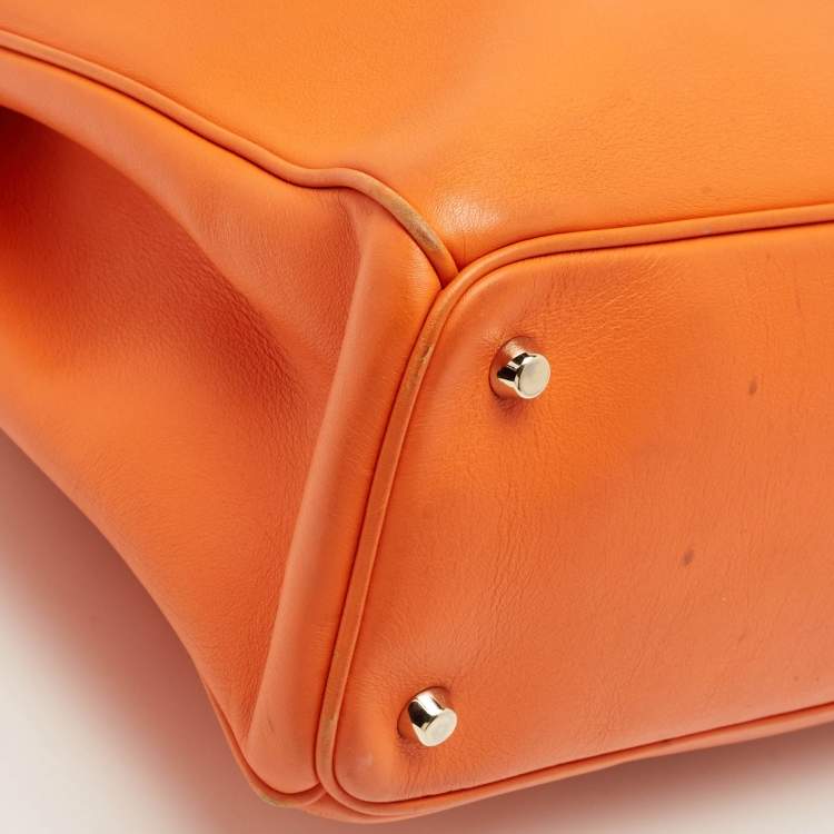 Pre Owned Dior Orange Leather Large Diorissimo Shopper Tote