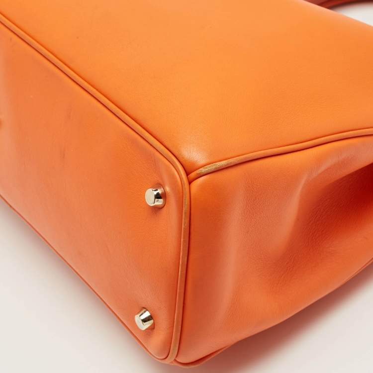 Pre Owned Dior Orange Leather Large Diorissimo Shopper Tote