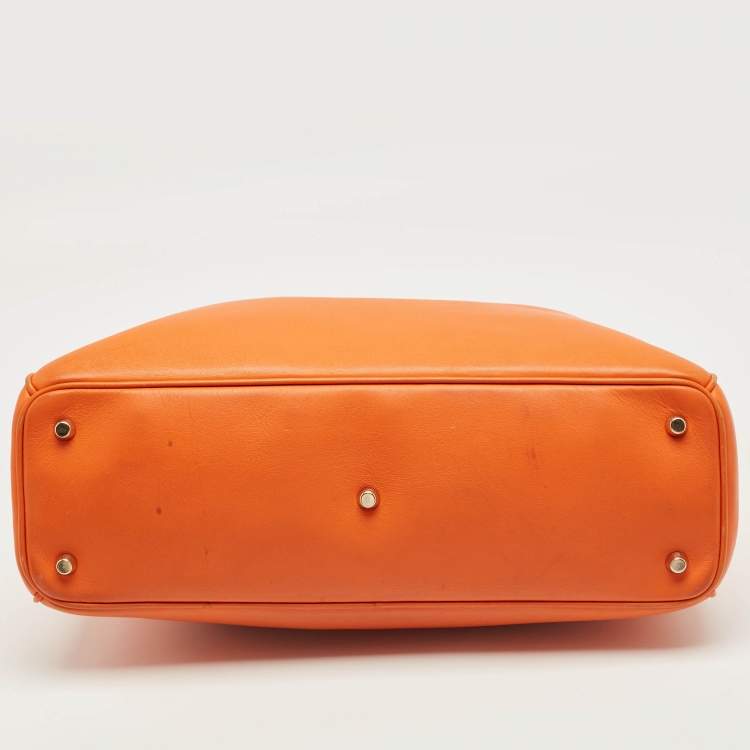 Pre Owned Dior Orange Leather Large Diorissimo Shopper Tote