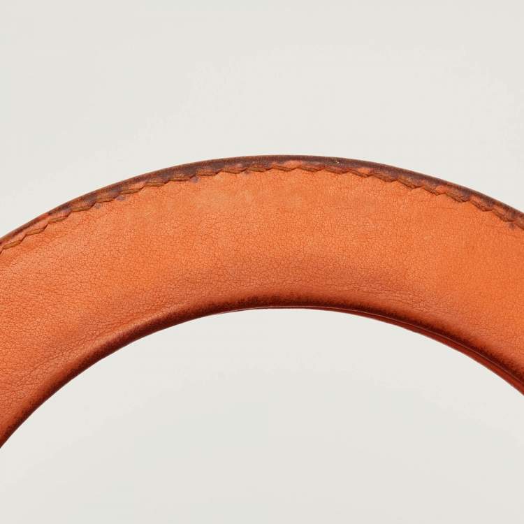 Pre Owned Dior Orange Leather Large Diorissimo Shopper Tote