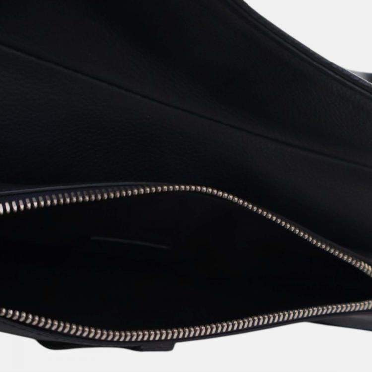 Pre Owned Dior Navy Blue Grained Calfskin Saddle Crossbody