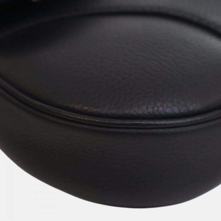 Pre Owned Dior Navy Blue Grained Calfskin Saddle Crossbody