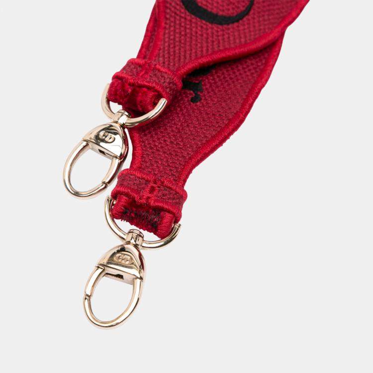 Pre Owned Dior Red Medium Embroidered Velvet Roses Lady D Lite