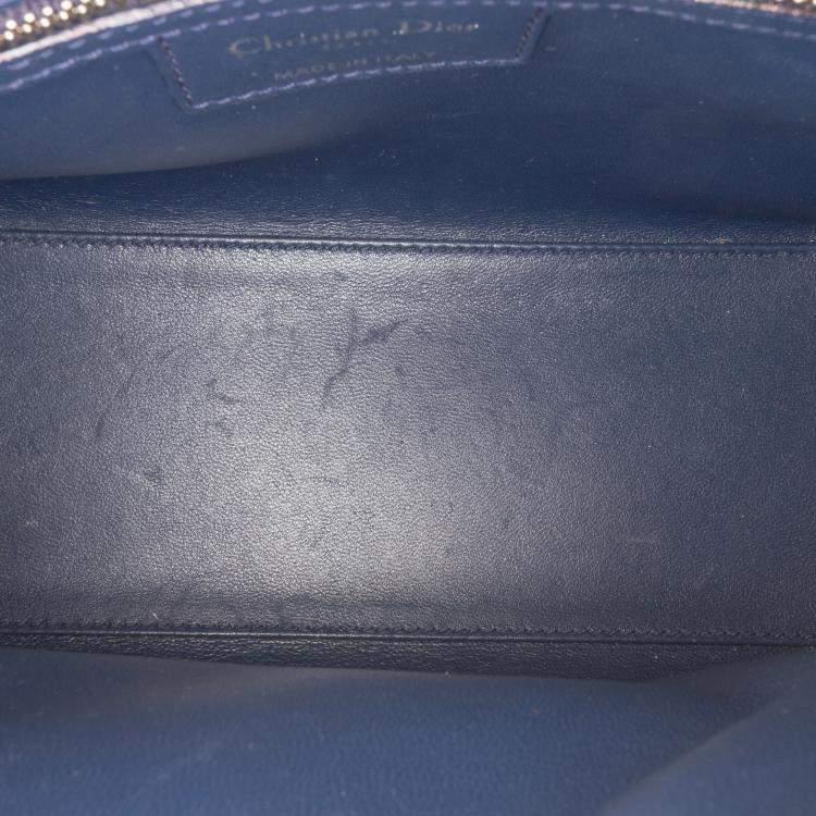 Pre Owned Dior Blue Medium Tweed Lady Dior