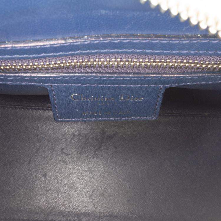 Pre Owned Dior Blue Medium Tweed Lady Dior