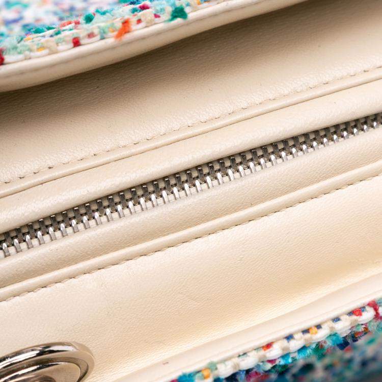 Pre Owned Dior Blue Medium Tweed Lady Dior