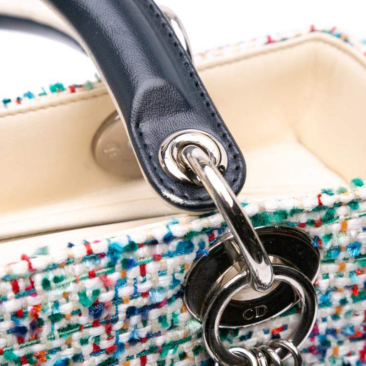 Pre Owned Dior Blue Medium Tweed Lady Dior