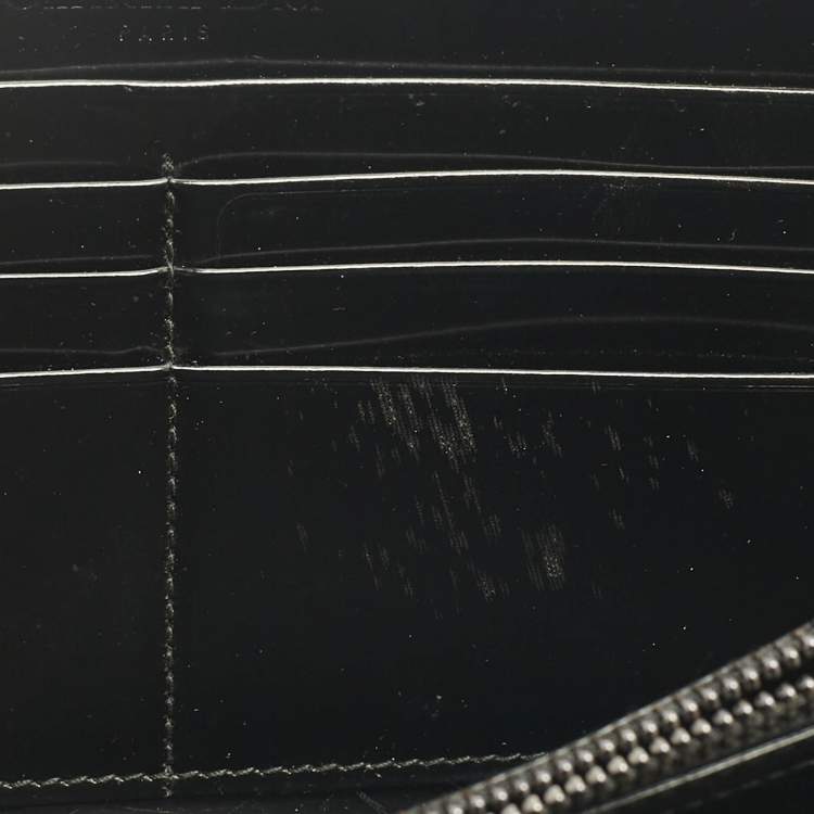 Pre Owned Dior Black Glossy Leather Lady Dior Zip Continental Wallet