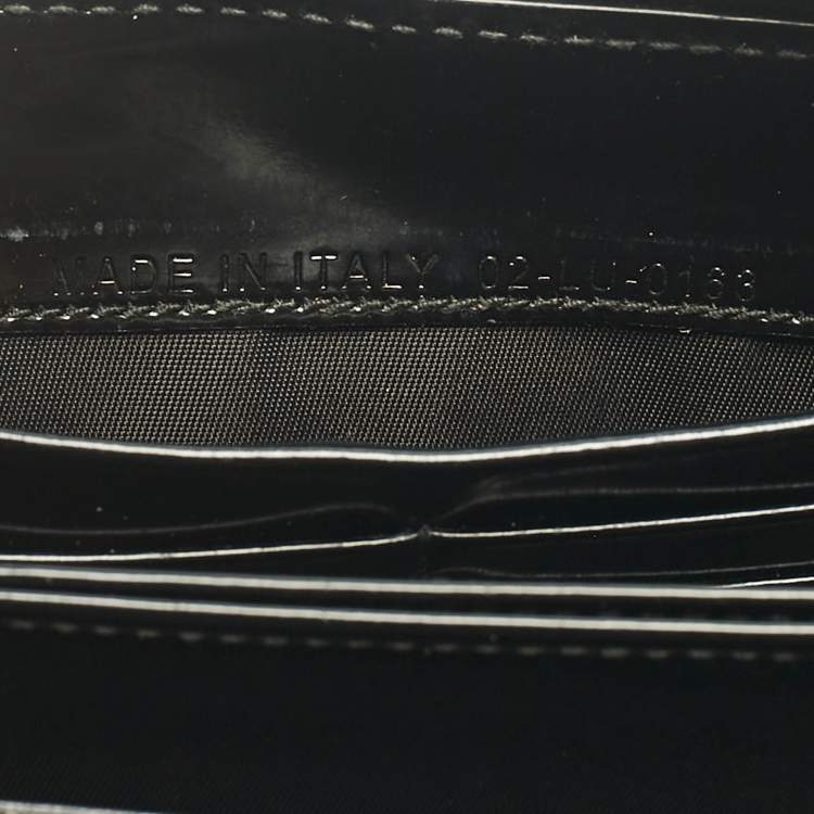 Pre Owned Dior Black Glossy Leather Lady Dior Zip Continental Wallet