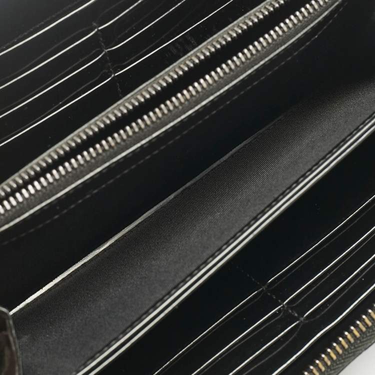 Pre Owned Dior Black Glossy Leather Lady Dior Zip Continental Wallet