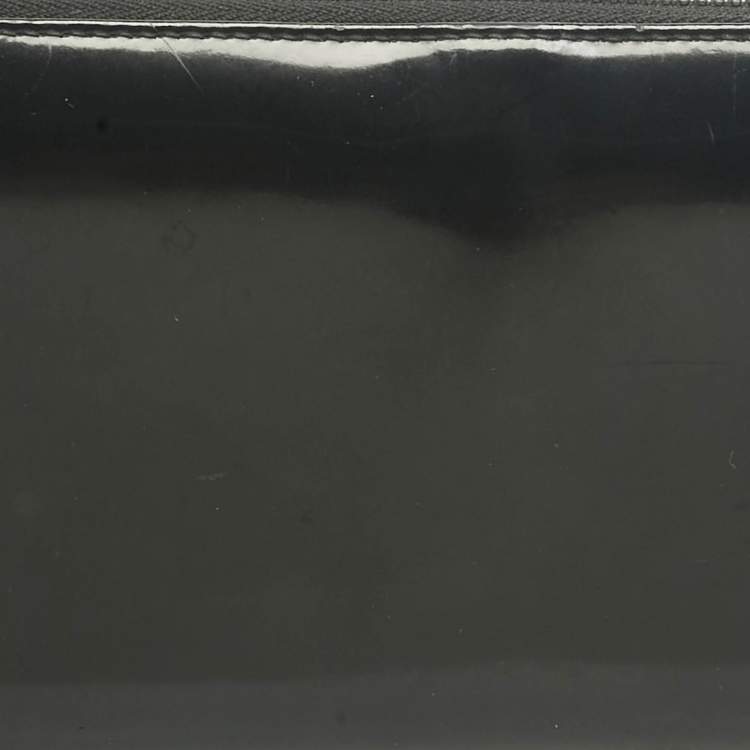 Pre Owned Dior Black Glossy Leather Lady Dior Zip Continental Wallet