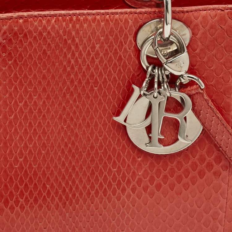 Pre Owned Dior Red Python Large Lady Dior Tote