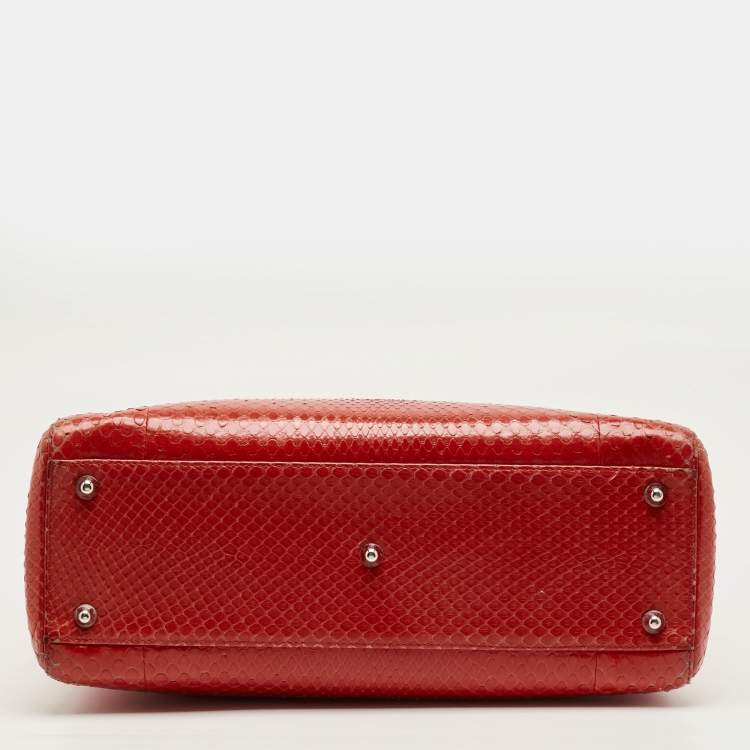 Pre Owned Dior Red Python Large Lady Dior Tote