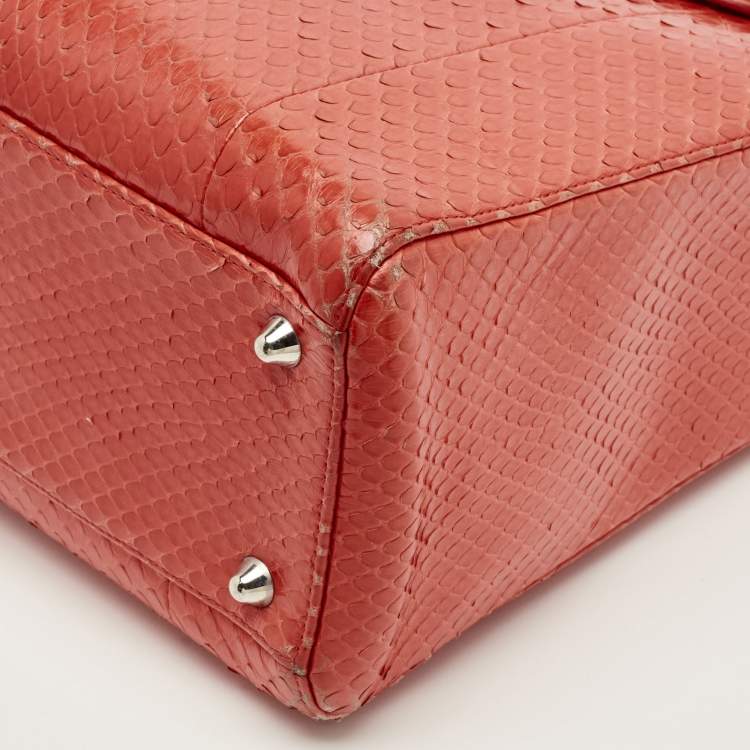Pre Owned Dior Red Python Large Lady Dior Tote