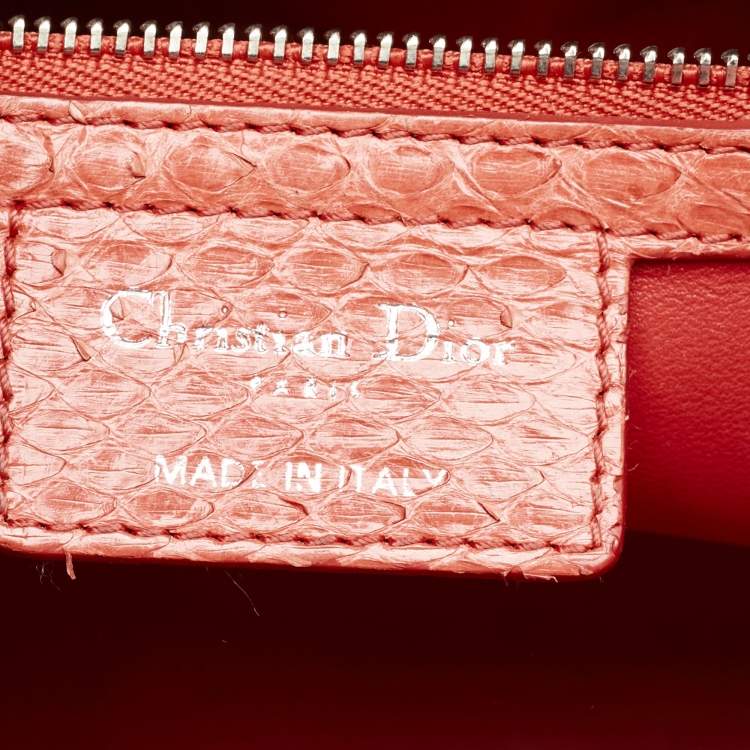 Pre Owned Dior Red Python Large Lady Dior Tote