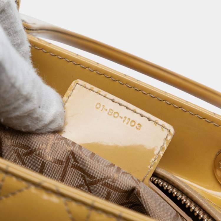 Pre Owned Dior Yellow Medium Patent Cannage Lady Dior