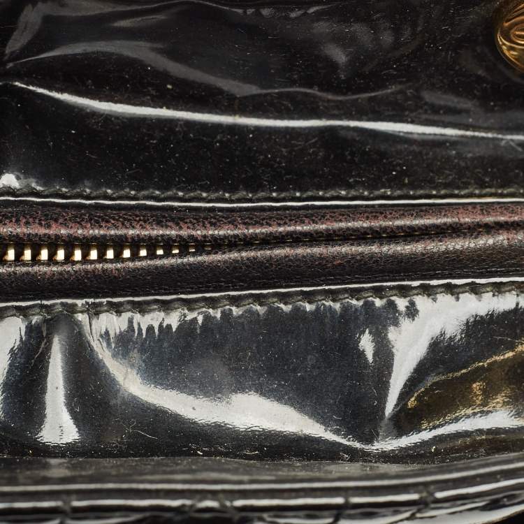 Pre Owned Dior Black Cannage Patent Leather Large Lady Dior Tote