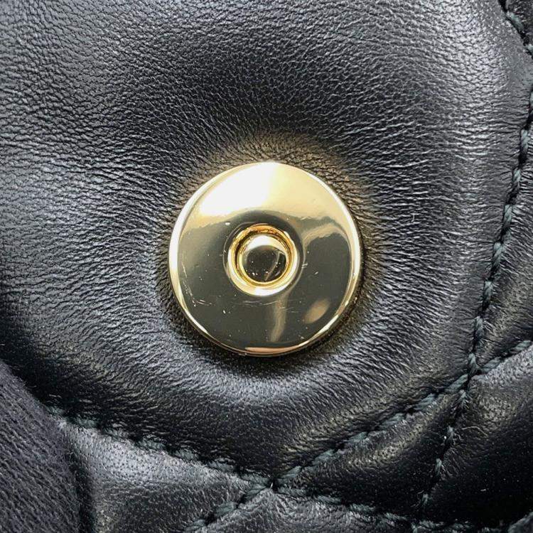 Pre Owned Dior Macrocannage Caro Backpack Black Lambskin Size Small