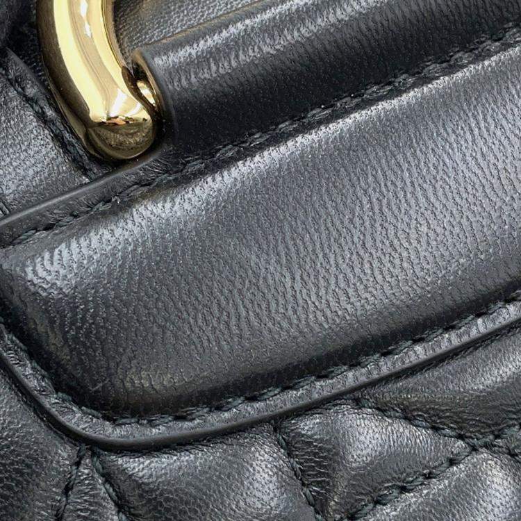 Pre Owned Dior Macrocannage Caro Backpack Black Lambskin Size Small