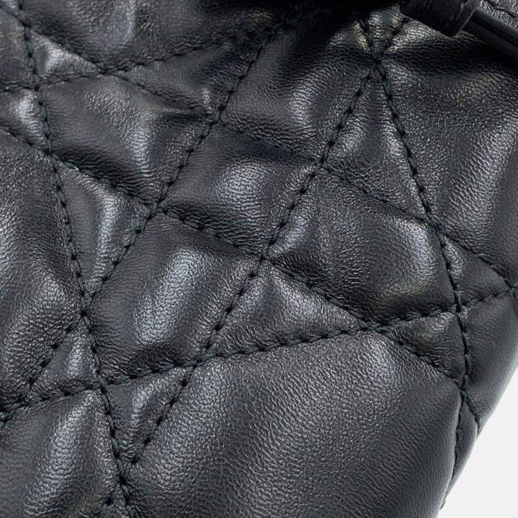 Pre Owned Dior Macrocannage Caro Backpack Black Lambskin Size Small