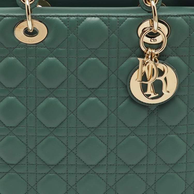 Pre Owned Dior Sage Green Cannage Leather Large Lady Dior Tote