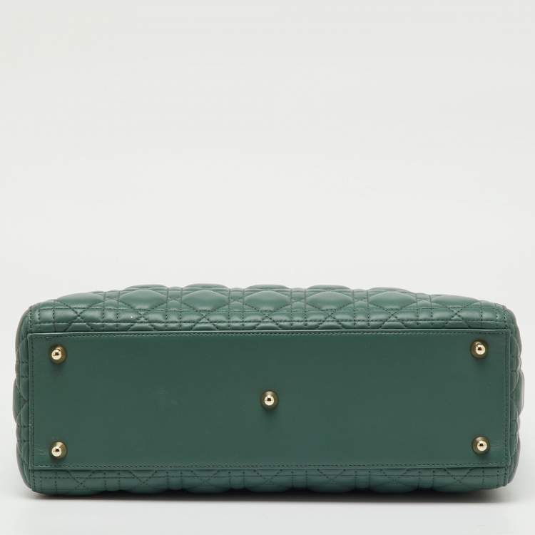 Pre Owned Dior Sage Green Cannage Leather Large Lady Dior Tote